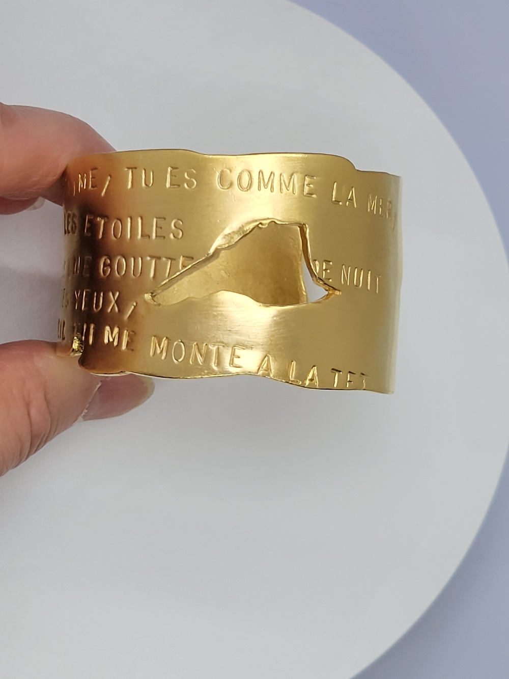 LANCOME POÊME PARIS 1996 COLLECTIBLE VINTAGE STATEMENT CUFF BRACELET FRENCH POET